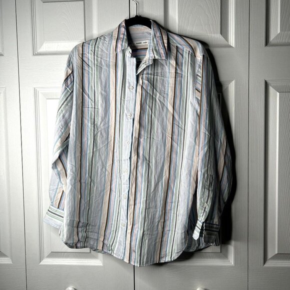 Samsoe Samsoe Alfrida Pastel Blue Striped Button Front Shirt Women's Size XXS - Picture 10 of 10